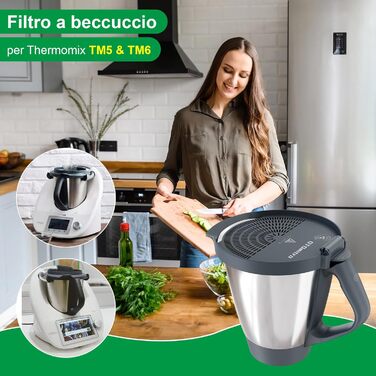 Ситечко OTOmitra Spout для Thermomix TM6 TM5, дренажний допоміжний засіб для Thermomix, ситечко без BPA, сумісне з посудомийною машиною сітчасте фільтр, кухонне ситечко, ситечко для зливу овочів Ситечко з сірим носиком для Thermomix Tm6 Tm5