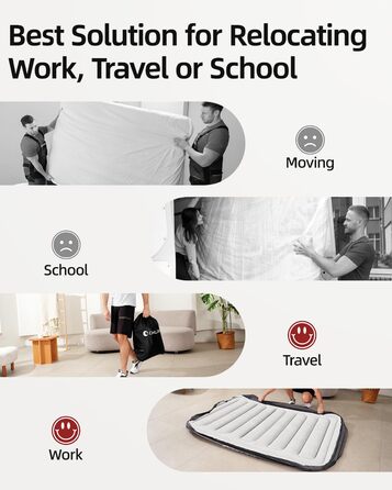 Надувний матрац CHILLSUN для 2 осіб, 203x152x46 см, з електричним насосом, надзвичайно товста водонепроникна флокована поверхня, легко зберігається для кемпінгу та гостьового ліжка