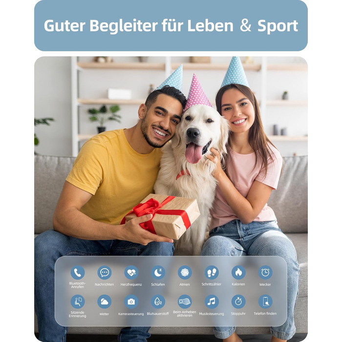 Чоловічий круглий смарт-годинник Parsonver з функцією телефону, фітнес-годинник для чоловіків та жінок зі 100 спортивними режимами, серцевим ритмом, монітором сну, крокоміром, водонепроникним IP68, смарт-годинник, жіночий годинник, синій, SPROD1