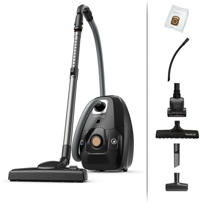 Пилосос з мішком 400 Вт 4,5 л мішок для пилу 99,98 HEPA-фільтрація 12 м радіус дії компактний дизайн вкл. аксесуари чорний Будинок