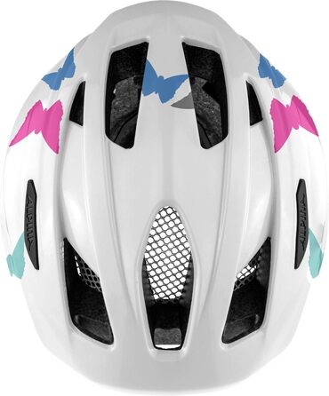 Легкий, оптимально кліматизований та ударостійкий велосипедний шолом з москітною сіткою для дітей перламутрово-білі метелики блиск