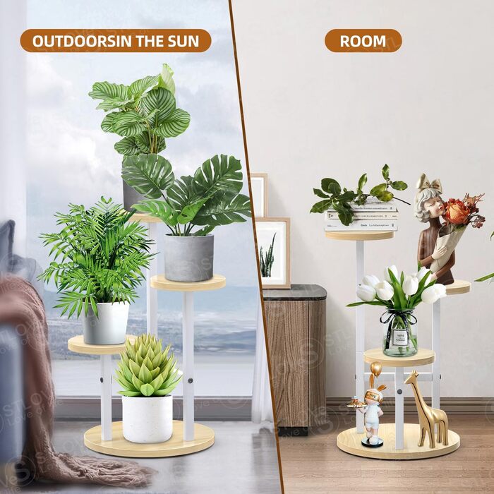 Полиця для рослин, підставка для квітів, 3-рівнева полиця для квітів, підставка для рослин, квіткові сходи для кута кімнати, вітальні, балкона, тераси, вікна, саду, двору, висота 53,5 см - металева біла, 3 яруси білого кольору