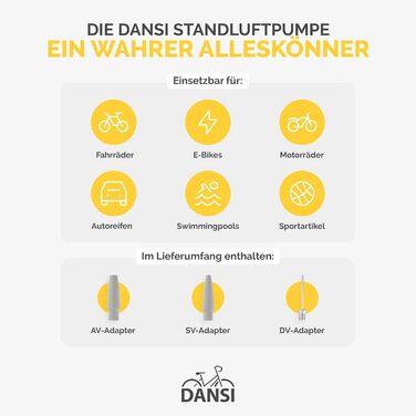 Насос DANSI COMFORT, підлоговий, до 12,4 бар/180 PSI, високоякісний матеріал, чорний