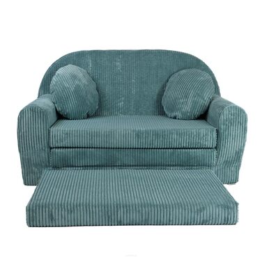 Дитячий диван, Складаний, М&39який - Ігровий диван з розкладкою 96x57x48 см - Дитячий диван з функцією сну - М&39який розкладний диван, сертифікований Oeko-TEX, вкл. 2 подушки, Бірюзовий