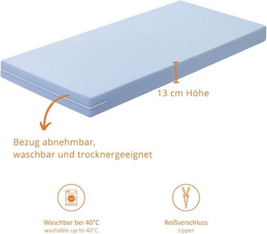 Матрац Sleepling 90x200 Basic 20, комфортний пінопластовий матрац, згортається в рулон, рівень жорсткості 2, виготовлено в ЄС, можна прати при 40 градусах, стандарт Oeko-Tex 100 90 x 200 см - h2