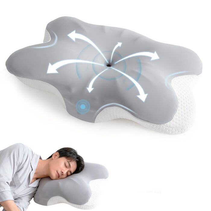 Ортопедична подушка, подушка з піни з ефектом пам&39яті, подушка для підтримки шиї для полегшення болю в шиї, дві висоти, ергономічна подушка для сну на спині, боці та животі, 64x414 см