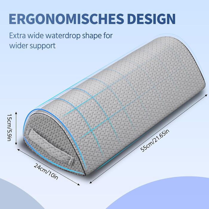 Подушка для колін pozico для сну на боці ергономічна подушка для ніг з піною з ефектом пам&39яті позиціонуюча подушка для колін, спини та стегон валик для шиї з ремінцем для перенесення та чохлом, який можна прати, сірого кольору