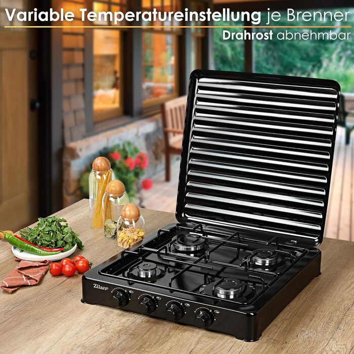 Газова плита на 4 конфорки Кемпінгова піч Піч 30/50 мбар Газ пропан Варильна поверхня Газова плита Газова варильна поверхня Похідна піч