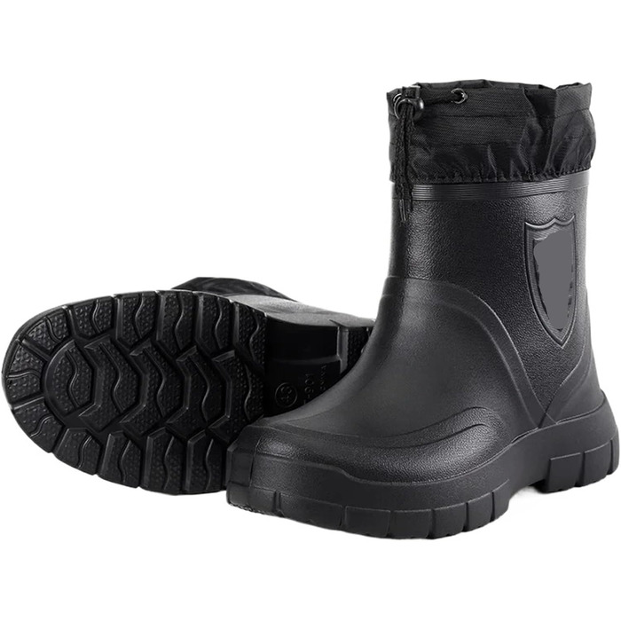 Чоловічі гумові чоботи, вітрозахисні бавовняні гумові чоботи, теплі, легкі гумові чоботи до щиколотки, чорні гумові чоботи без шнурівки, водонепроникні робочі чоботи, чорні, розмір 40 EU