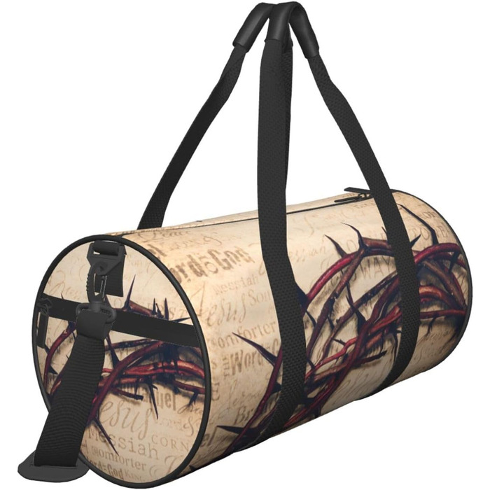 Дорожня сумка зі зміїної шкіри, кругла, великої місткості, легка та міцна, ідеальний подарунок для походів, відпустки, ділових поїздок та іншого, з орнаментом Корона терня, універсальний розмір