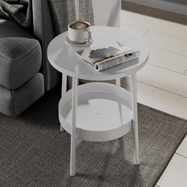 Журнальний столик Vicco Riono, білий, 40 x 40 см з додатковим місцем для зберігання