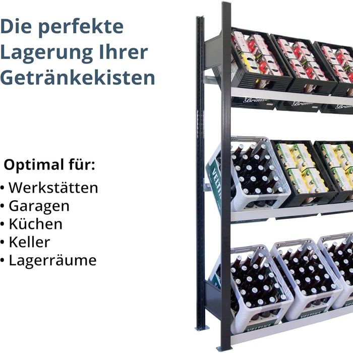 Стелаж для напоїв SCHULTE Regalwelt до 12 ящиків, 180x136x30 см (ВxШxГ), вантажопідйомність на полицю 60 кг, чорно-сріблястий