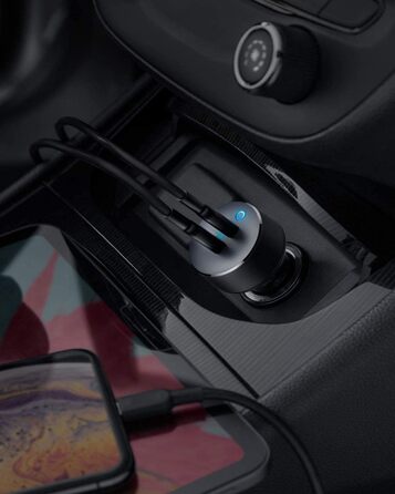 Автомобільний зарядний пристрій Anker PowerDrive III Duo USB-C, 40 Вт 2-портовий зарядний пристрій PowerIQ 3.0, Power Delivery для