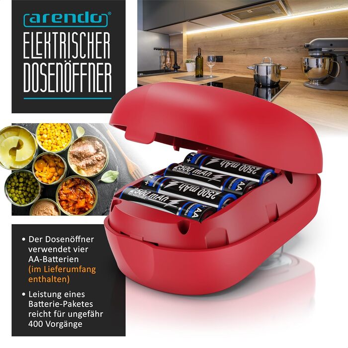 Електричний консервний нож з автоматичним обертанням на 360 Консервний нож з функцією запуску та зупинки для всіх розмірів банок Автоматична зупинка Практичний помічник на кухні для людей похилого віку та слабких рук C Червоний