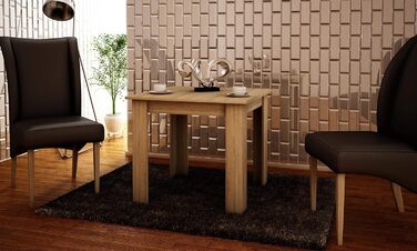 Стіл MATKAM Kongo В 75 x Ш 80 x Г 80 см, простий, прямолінійний вигляд, ламінована меблева дошка, стійка до подряпин, водовідштовхувальна, стійка до плям (дуб Сонома)