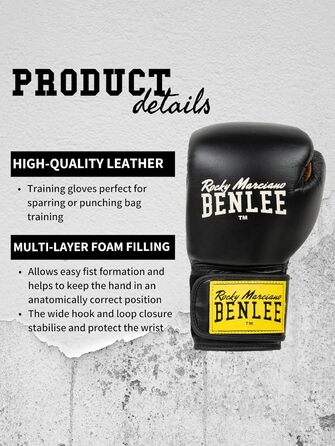 Шкіряні боксерські рукавички BENLEE Evans 12 oz чорні