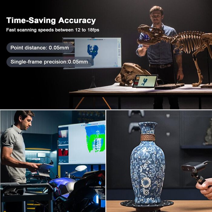 Портативний 3D-сканер Revopoint POP 3 із 3D-друком, 3D-сканер із точністю 0,05 мм і швидкістю сканування 18 кадрів/с, кольорове 3D
