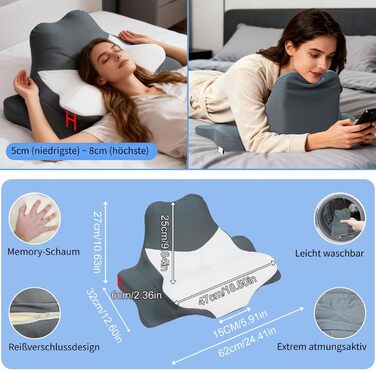 Подушка для шиї FATIVO з піни з пам&39яттю форми, ортопедична подушка-метелик, ергономічна подушка для голови, подушка для сну на боці, спині та животі