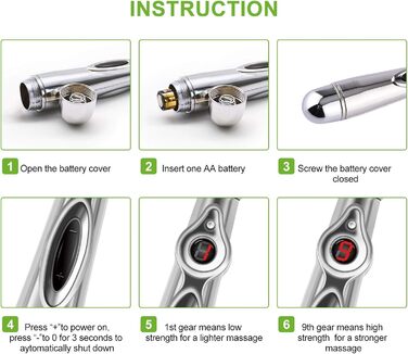 Акупунктурна ручка MQUPIN, електронна акупунктурна ручка, електронна масажна ручка з 5 масажними головками, масажна ручка Meridian Energy Pen Пристрій для полегшення болю