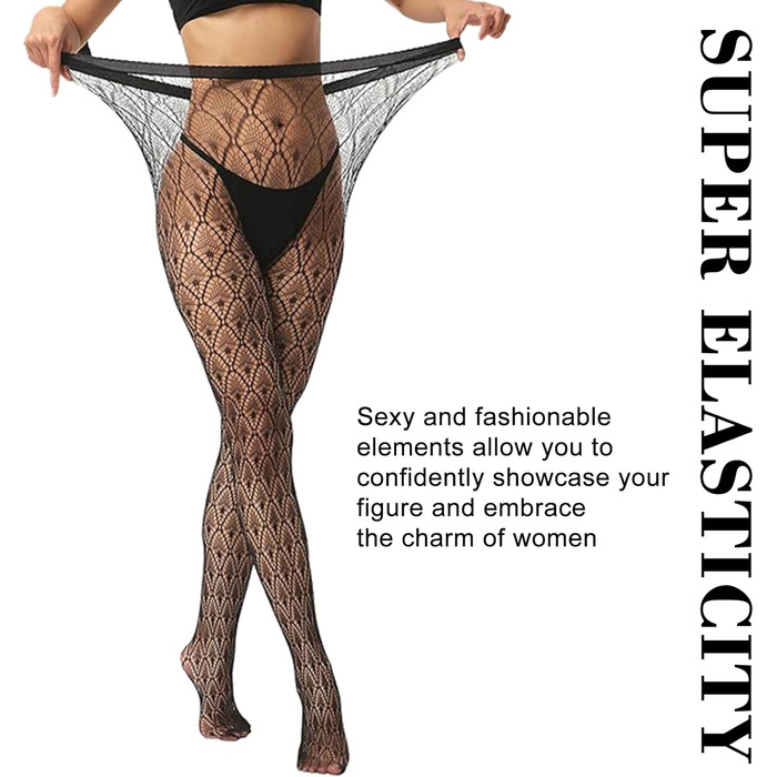 Жіночі мереживні колготки SNDE, чорні, еластичні, універсальний розмір,  3 пари