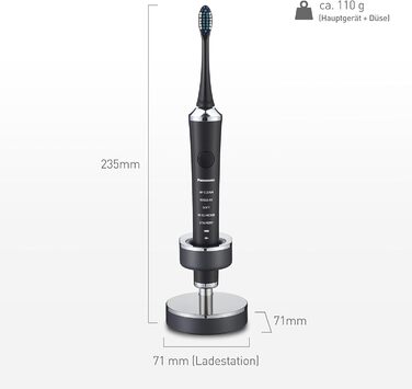 Електрична зубна щітка Panasonic EW-DP52-K803, акумуляторна, з подвійною звуковою вібрацією, час заряджання 1 година