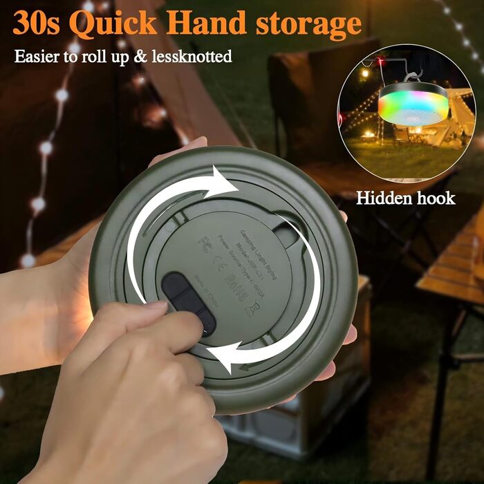 М кемпінгові гірлянди, висувні кемпінгові гірлянди, 4000 мАг та 13 режимів освітлення, портативні акумуляторні світлодіодні гірлянди 4-в-1, портативне освітлення для кемпінгу на відкритому повітрі, 10