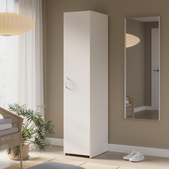 Шафа 40, вузька сучасна шафа, 1-дверна, шафа для передпокою, передпокій, дерев&39яний композит, білий, 40 см завширшки x 190,5 см заввишки x 54,4 см завглибшки