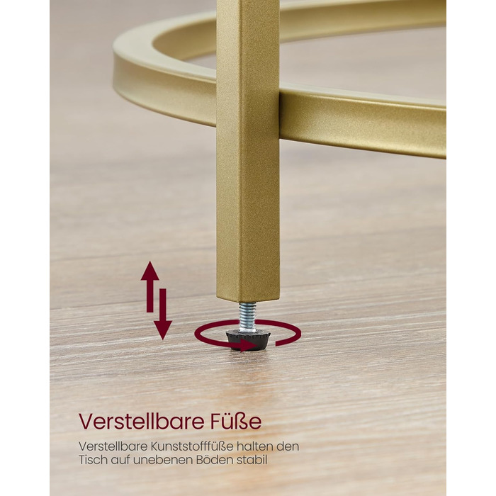 Круглий журнальний столик VASAGLE, стіл для вітальні зі сталевим каркасом, журнальний столик, бічний столик, золотий LGT21G золотистого кольору