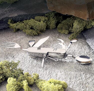 Кемпінговий ніж PEARL набір із 3 складних столових приборів з нержавіючої сталі 9-в-1 для кемпінгу та активного відпочинку (складні столові прибори для пікніка, кишеньковий ніж, складаний)