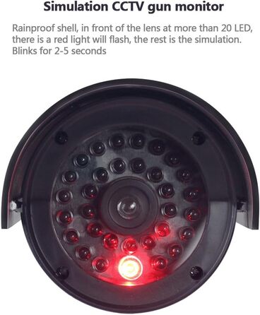 2 Pack Dumy Camera CCTV Camera Surveillance with Red Flash LED Fake Security Camera - Black, 2 Pack Dumy Camera CCTV Camera Surveillance with Red Flash LED Fake Security Camera - Black