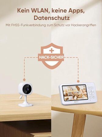 Відеоняня з 2 камерами, відеоняня 4,3 дюйма 720p без Wi-Fi, акумулятор 4000mAh, нічне бачення, функція двостороннього аудіо, режим