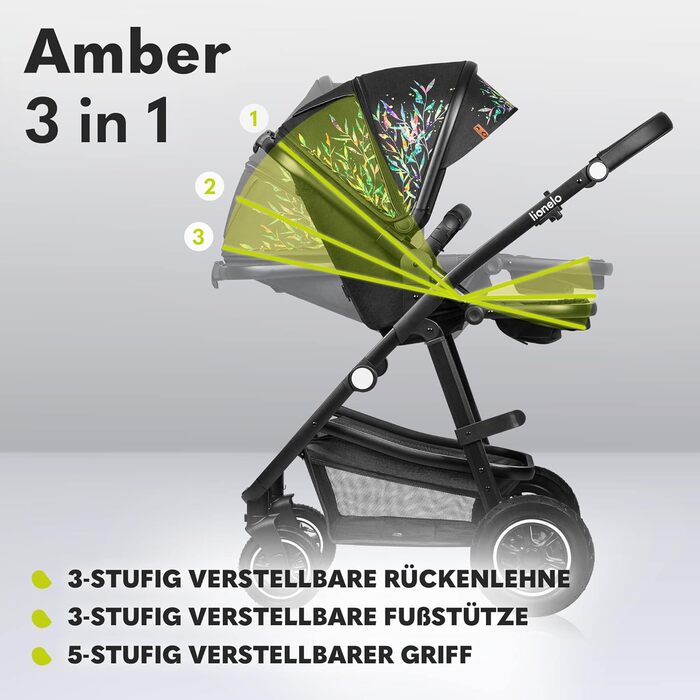 Дитяча коляска 3 в 1 комплект спортивне сидіння фіксована люлька автокрісло сумка москітна сітка дощовик XXL дах із захистом від с