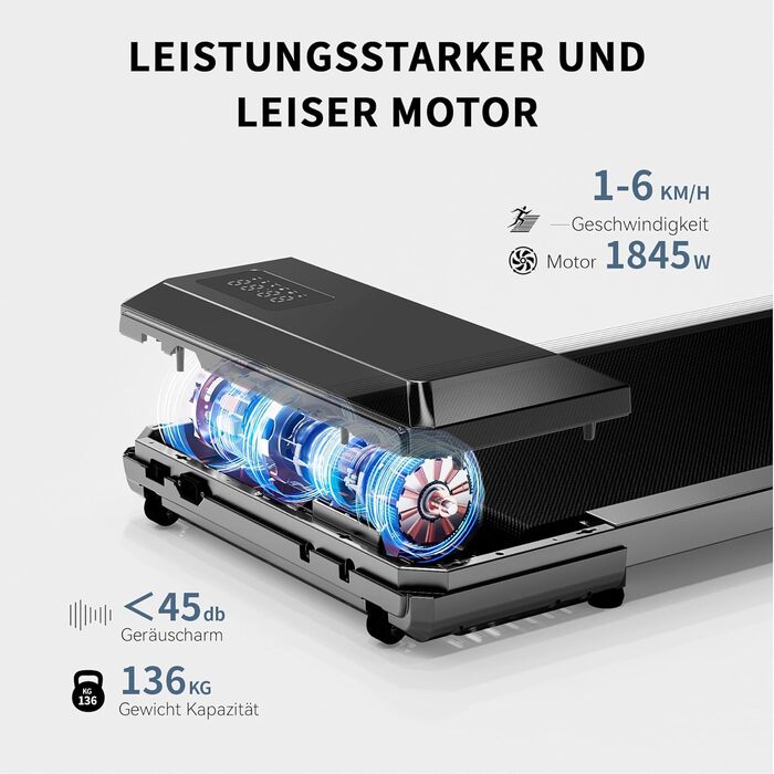 Килимок для ходьби Superun з нахилом 6 Бігова доріжка для дому, макс. 6 км/год та 12 км/год, із застосунком та пультом дистанційного керування Настільна бігова доріжка, макс. 136 кг, з багатофункціональними забігами та тренувальними смугами, 90 см, з нахи