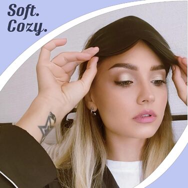 Шовкова маска для очей MATASSE Silk Your Life - 3D контурна маска для сну, чохол для очей, маска для сну з ремінцем для жінок, чор