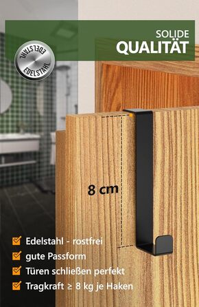 Дверні гачки 4smile - набір з 10 шт. , чорні - дверні гачки з нержавіючої сталі для підвішування, універсального використання, две