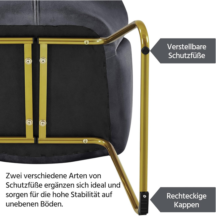 Сучасний обідній стілець Yaheetech, кухонний стілець у формі квітки, м&39яке крісло із золотистими металевими ніжками, для вітальні/їдальні, темно-сірий, темно-сірий поліестер