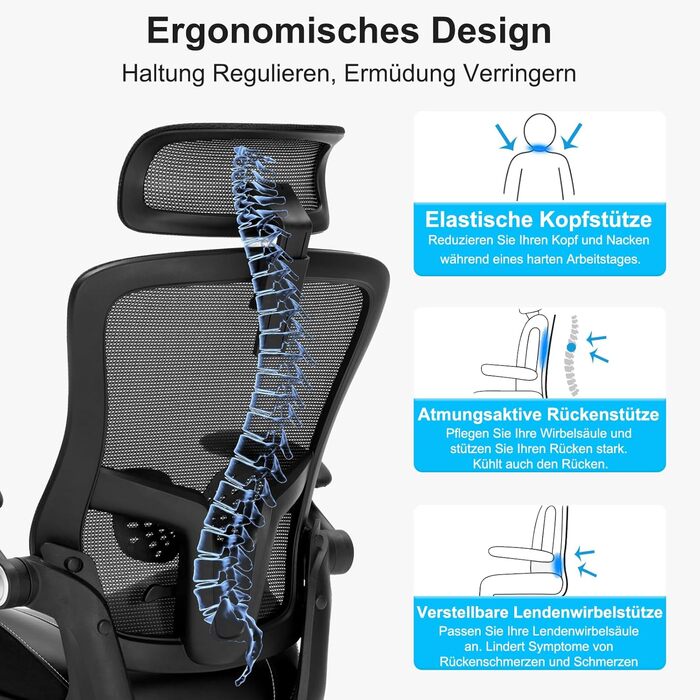 Офісний стілець 180 кг, ергономічний стілець для столу, комп&39ютерний стілець, обертовий стілець, офісні стільці, сітчастий стілець з регульованим підголівником, поперековою опорою, відкидними підлокітниками та латексною подушкою сидіння