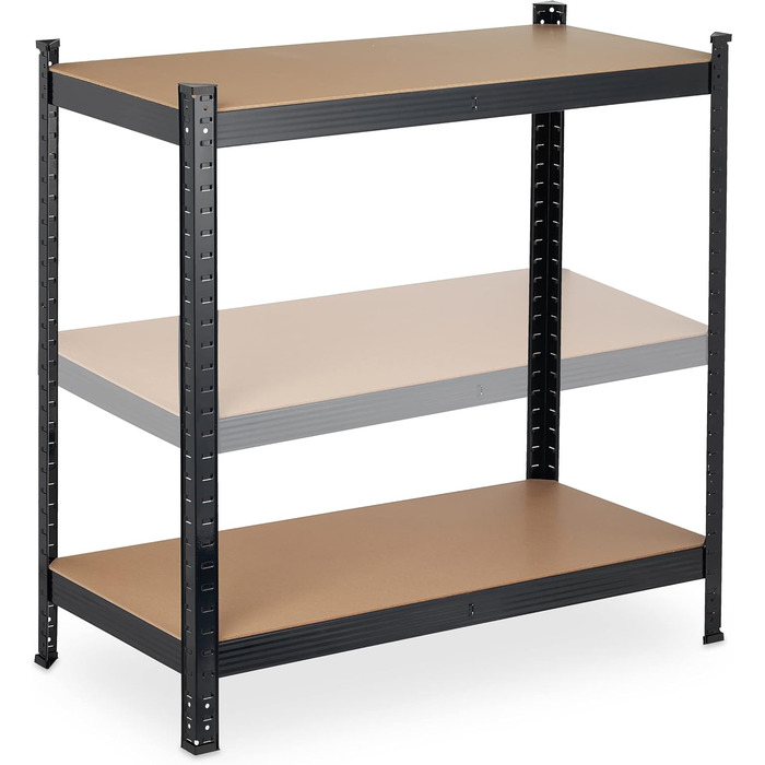 Надміцний стелаж Relaxdays, 5 ярусів, сталь, В x Ш x Г 180 x 90 x 45 см, чорний Вантажопідйомність 875 кг, модульний, для підвалу, гаража