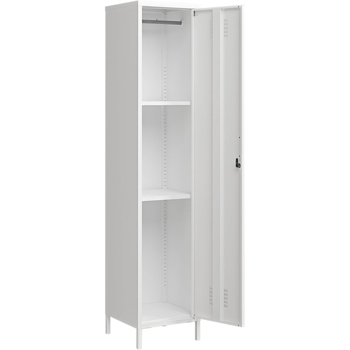 Шафа Seinjoki, Шафка, Шафка для роздягальні, 180 x 38 x 38 см, Металева шафа, Багатоцільова шафа, Замикається, Шафа, Шафа для роздягальні, Універсальна шафа, Сталь, Білий, 180 x 38 x 38 см, Білий