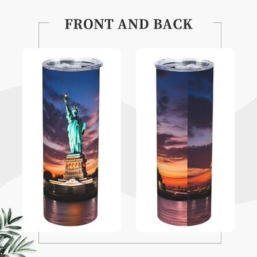 Кухоль з прямою трубочкою, 590 мл, Статуя Свободи, США, друкований, дорожній кухоль, підходить для кемпінгу, офісу та дому