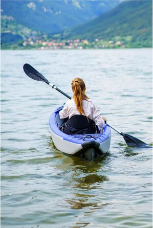 Одинарний каяк No Stress 350 см Надувний каяк з технологією Dropstitch Відмінна курсова стійкість, 3-камерна система У комплекті весло, сидіння, насос, ласти, рюкзак та ремкомплект