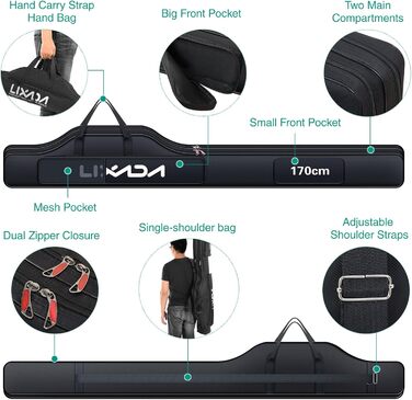 Сумка для рибальських снастей KOCAN, сумка для риболовлі 190 см, портативна складна вудка та сумка для зберігання спорядження