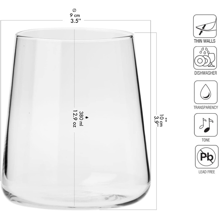 Стакани для джину Krosno стакани для води стакани для білого вина стакани для пиття набір 6 380 мл Авангардна колекція ідеально пі