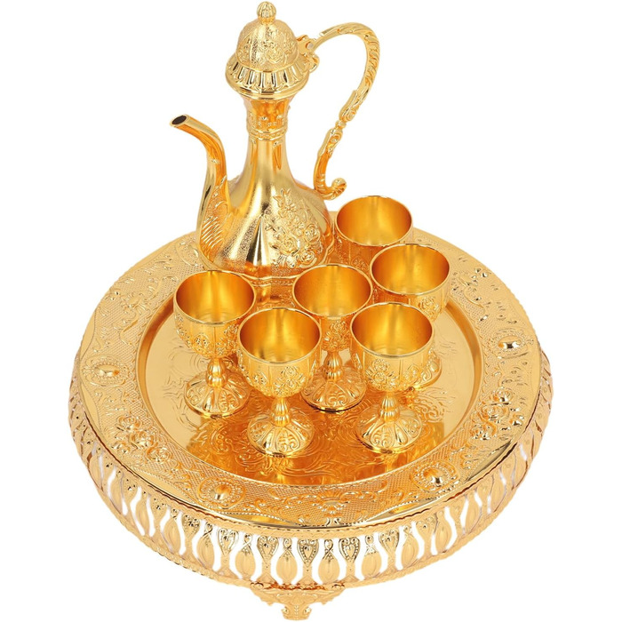 Арамокс Вінтажний чайний сервіз, сплав цинку, елегантний дизайн, ретро-набір для вина, для декору дому, святкових обідів та сімейних зустрічей