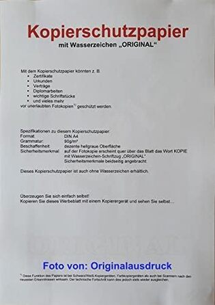 Папір для захисту від копіювання, DIN A4, 90 г/м, 500 аркушів, з ефектом водяного знака