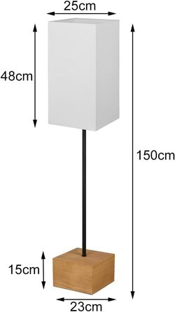 Торшер Reality Lamp Woody R40171030, Метал Чорний матовий, Основа Дерево, Тканинний Відтінок Білий, крім E27 Відтінок Білий 25x25xсм Торшер