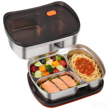 Набір ланчбоксів 2 шт. для дорослих та дітей, нержавіюча сталь 18/8, 1500 мл 1350 мл. Герметичні контейнери з відділеннями для обіду, сніданку та перекусу. Металевий ланчбокс у стилі бенто.