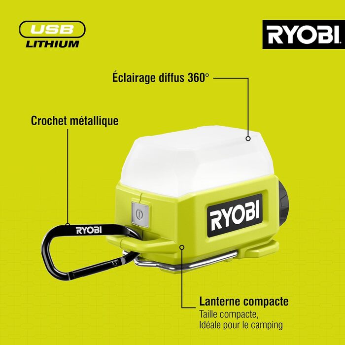 Акумуляторний прожектор RYOBI 4 V USB-LITHIUM RLA4-0, 300 люмен, без акумулятора та зарядного пристрою