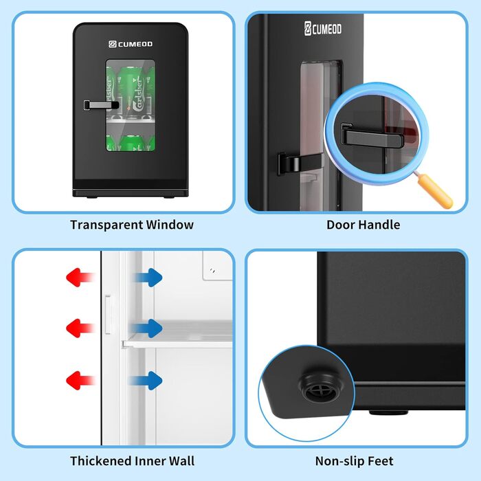 Міні-холодильник Cumeod 15 л / 21 банка, маленький холодильник 2 в 1 з функцією охолодження та нагрівання, 12 В постійного струму