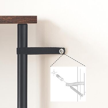 Ярусна книжкова полиця HOOBRO, окремостояча полиця в ретро стилі, полиця для DVD, офісна полиця, відкриті полиці, легке складання, для вітальні, офісу, вінтажний коричневий та чорний EBF165SJ01 38 x 28 x 166,5 см, рустикальний коричневий чорний, 6-